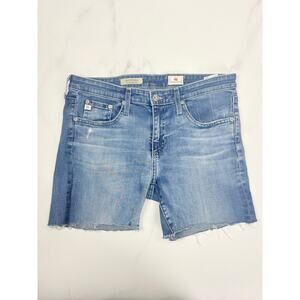 AG Adriano Goldschmied Stevie Cut Off Denim Shorts 29 Light Wash Distressed Raw